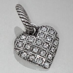 Brighton Diamond Heart ABC Dangle Charm Bracelet Charm Silver Plated Crystal